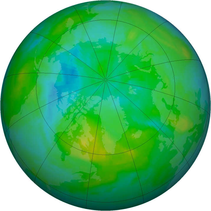 Arctic ozone map for 01 August 1997